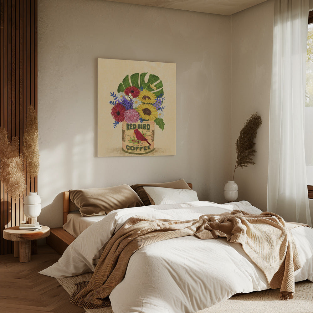 Bloemen in een vintage koffieblik | Canvas