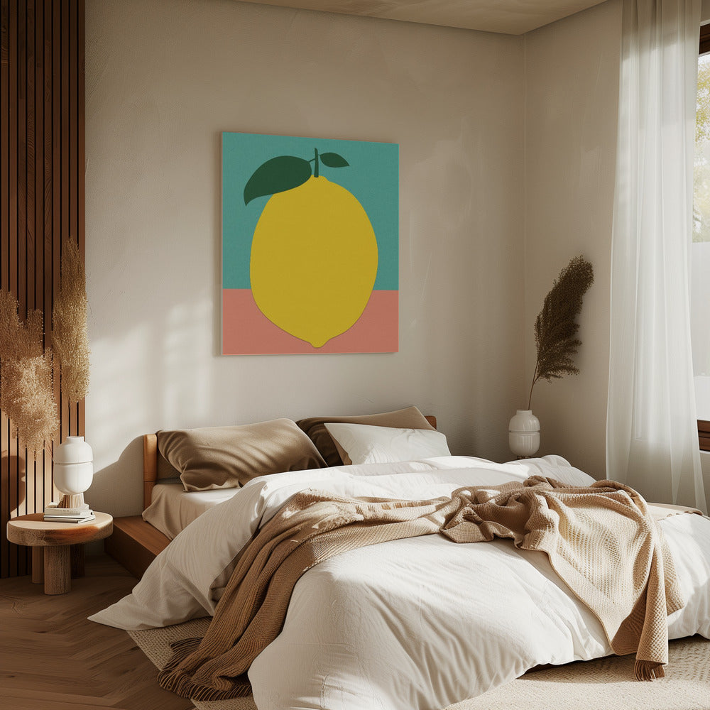 Citroen met twee bladeren | Canvas