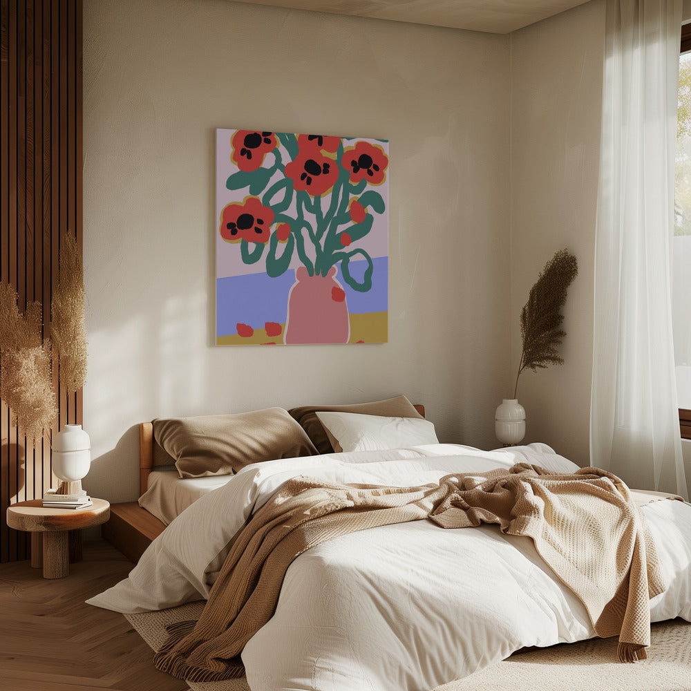 Vaas met opvallende bloemen | Canvas