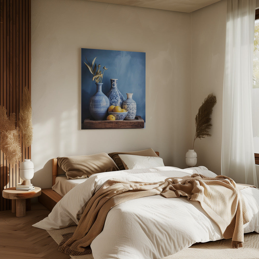 Stilleven met blauwe harmonie | Canvas