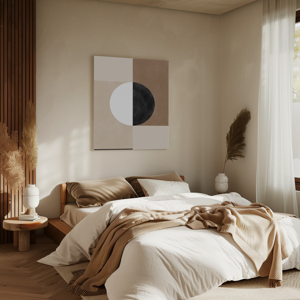 Geometrische vormen met een centrale cirkel | Canvas