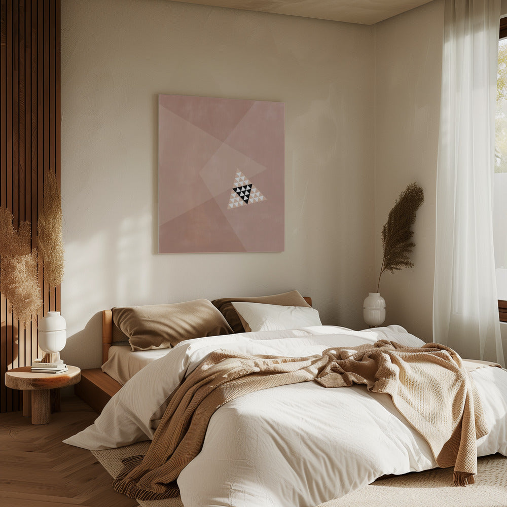 Geometrisch ontwerp met een centraal driehoekig patroon | Canvas
