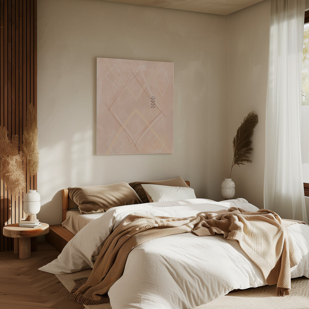 Abstracte geometrische kunst beige tinten | Canvas