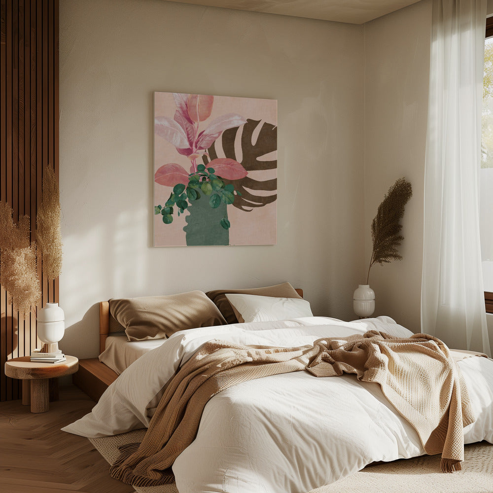 Bladeren Meer 6 Roze | Canvas