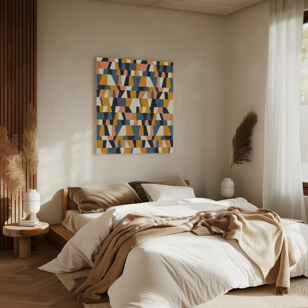 Regenboog Plus Vormen Blauw Mosterd14 | Canvas