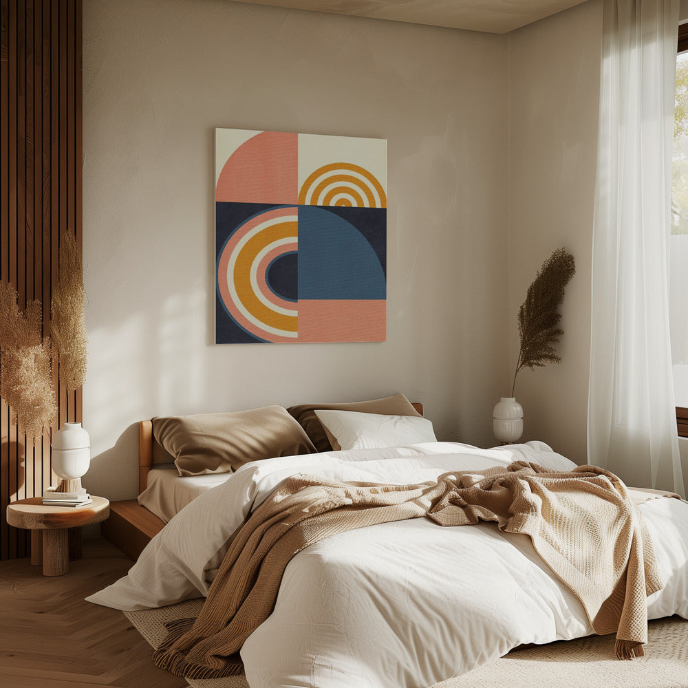 Regenboog Plus Vormen Blauw Mosterd9 | Canvas