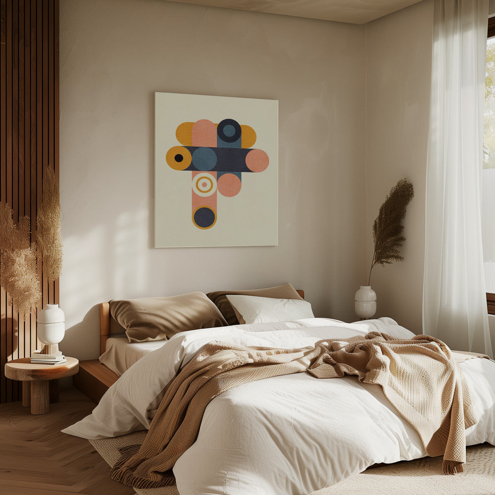 Regenboog Plus Vormen Blauw Mosterd8 | Canvas