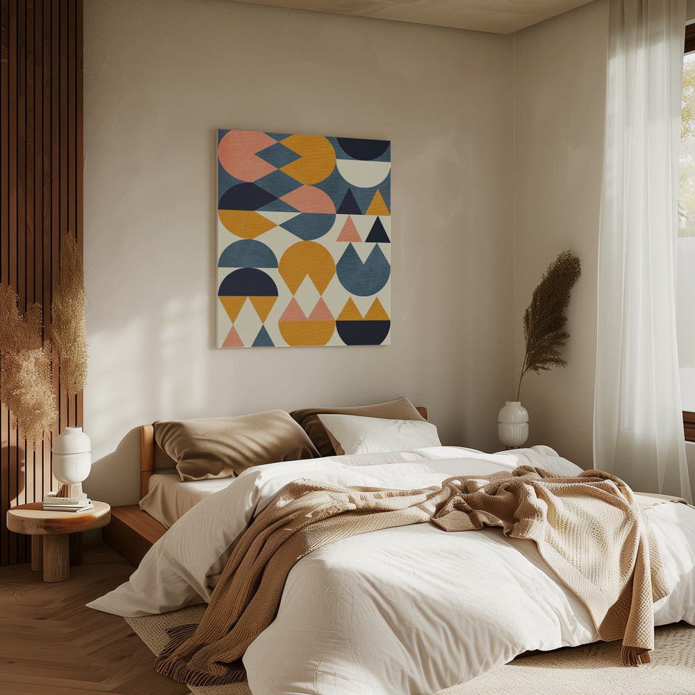 Regenboog Plus Vormen Blauw Mosterd6 | Canvas