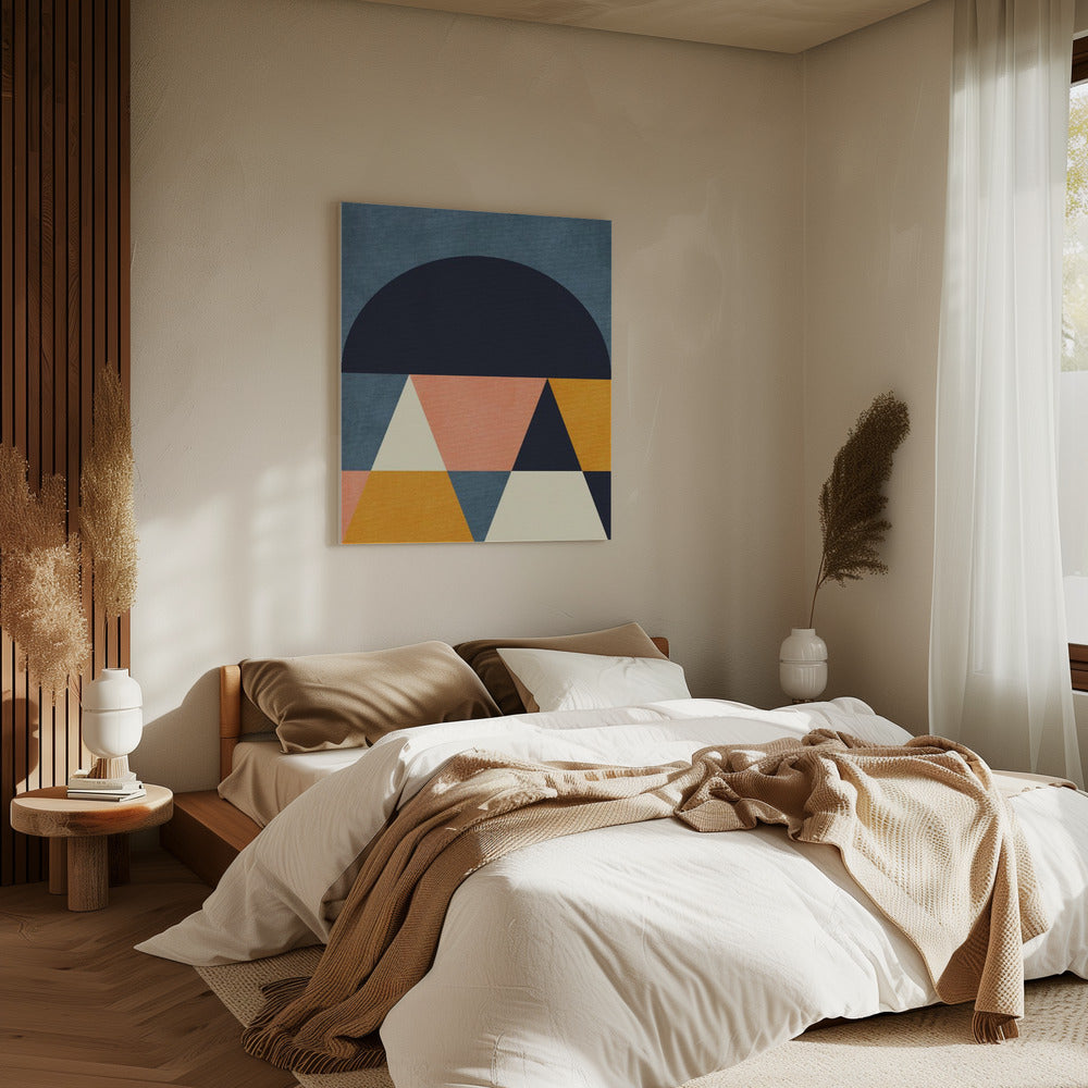 Regenboog Plus Vormen Blauw Mosterd4 | Canvas