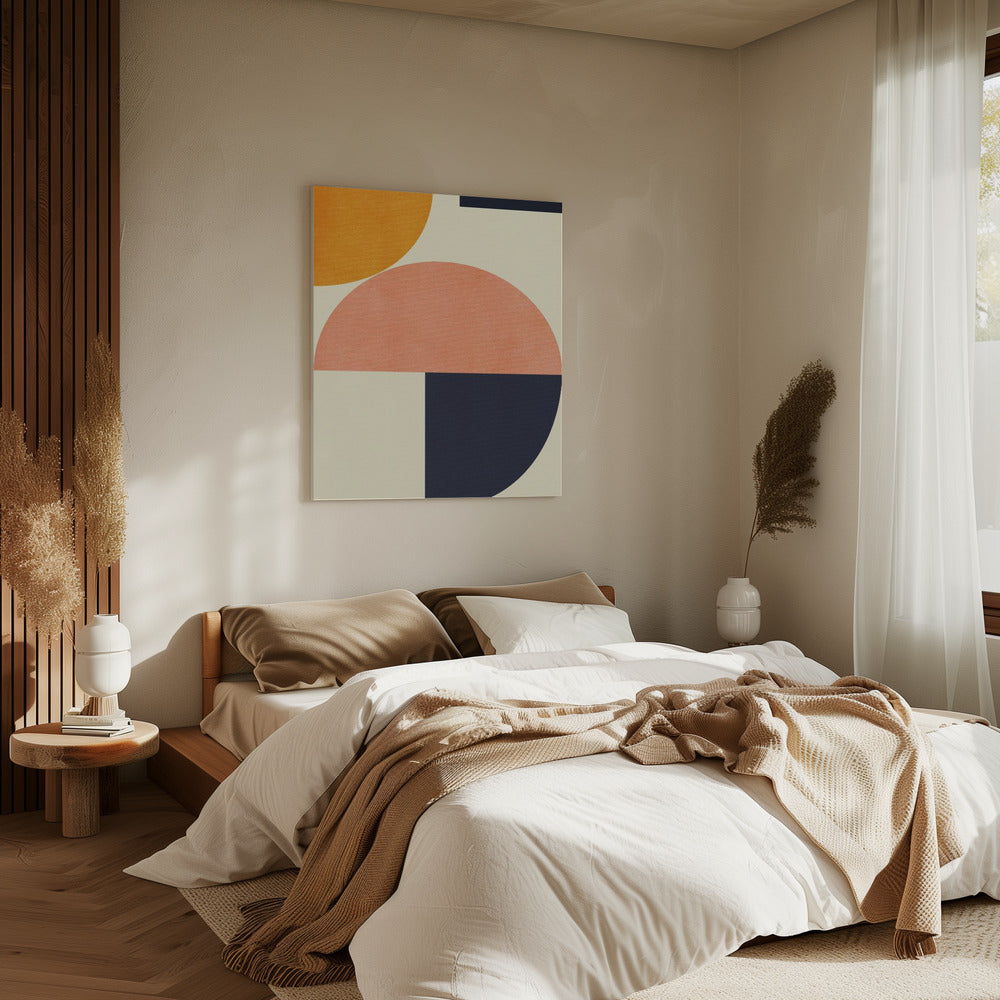 Regenboog Plus Vormen Blauw Mosterd2 | Canvas