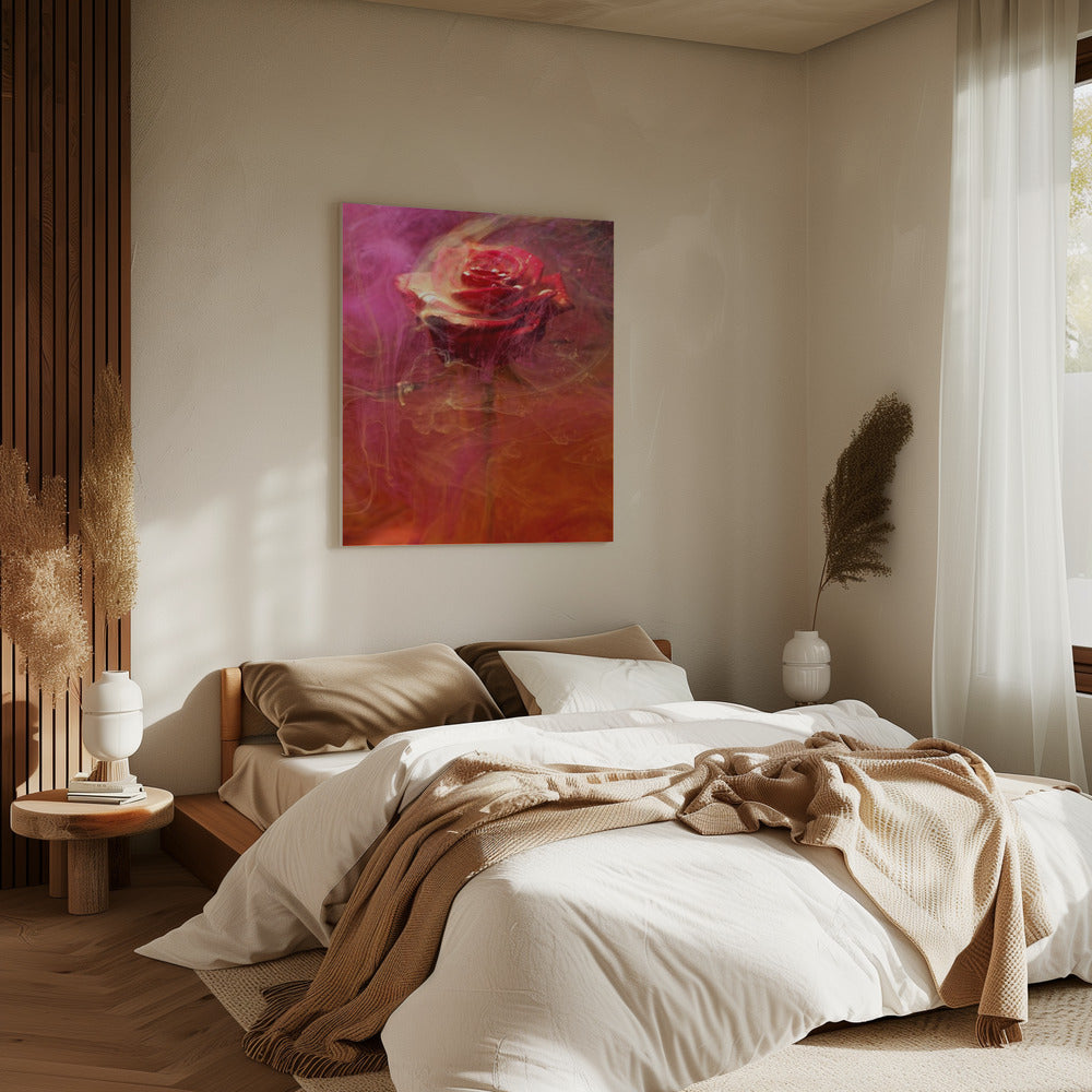 red rose and ink in water | Canvas