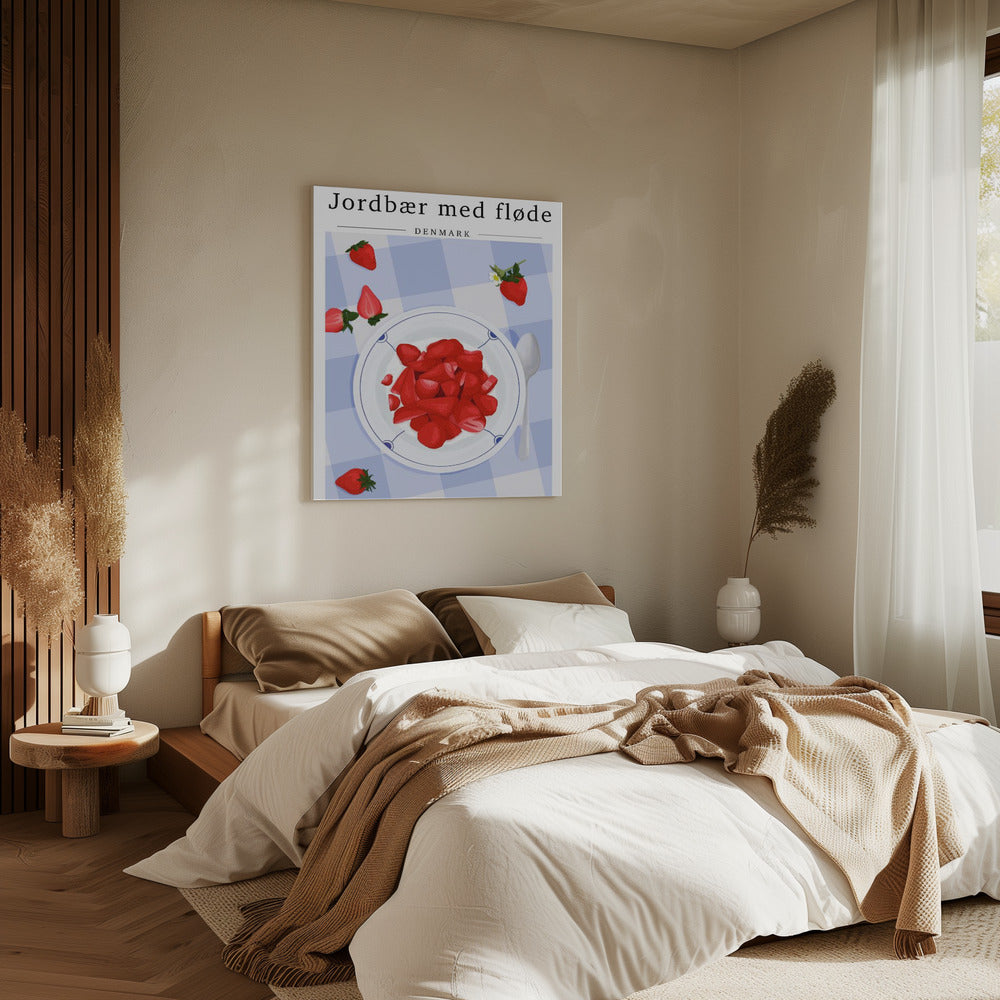 Aardbei met slagroom - Denemarken | Canvas