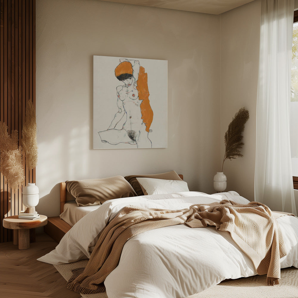 Staand naakt met oranje draperie 1914 | Canvas