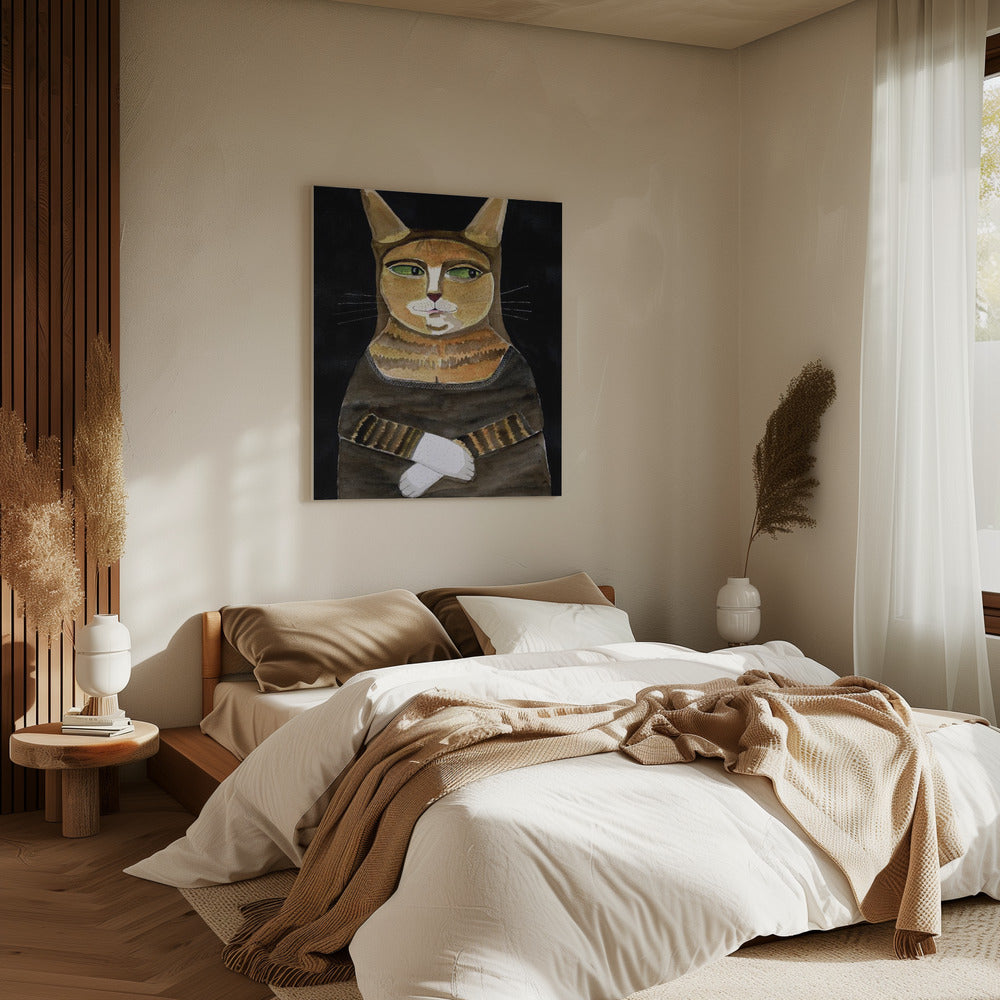 Mona Lisa Kat Grappige Kattenhumor Gember Oranje Kat | Canvas