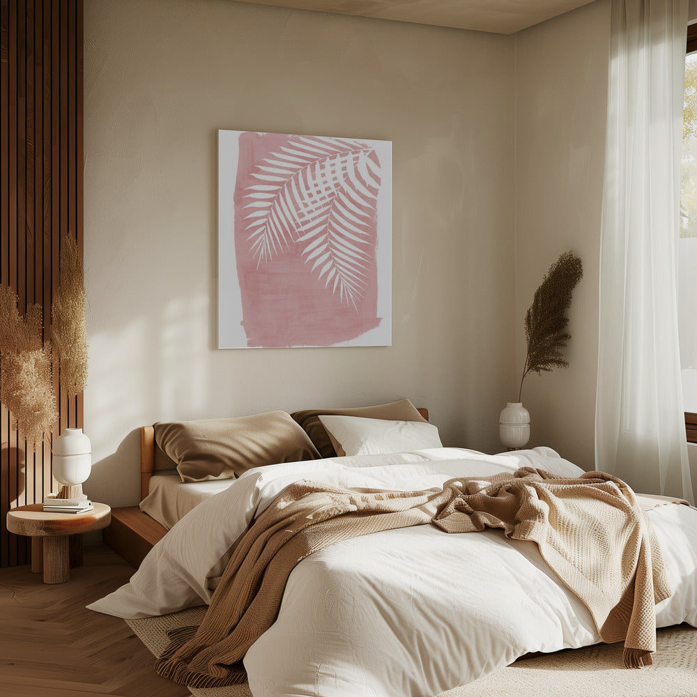 Roze palmbladeren silhouet | Canvas