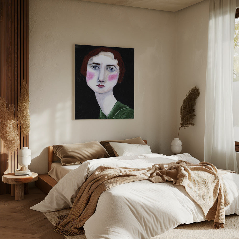 Vintage Vrouw met roze wangen | Canvas
