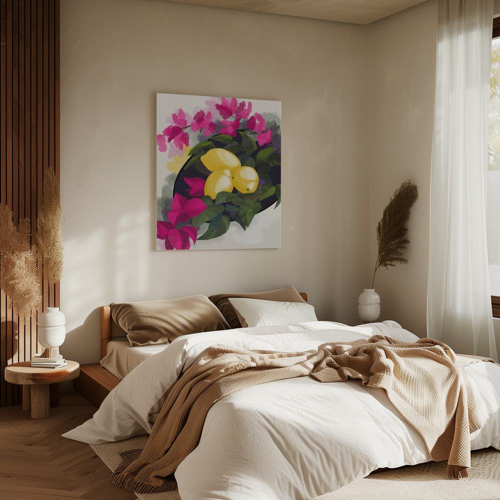 Bougainvillea en citroenen | Canvas