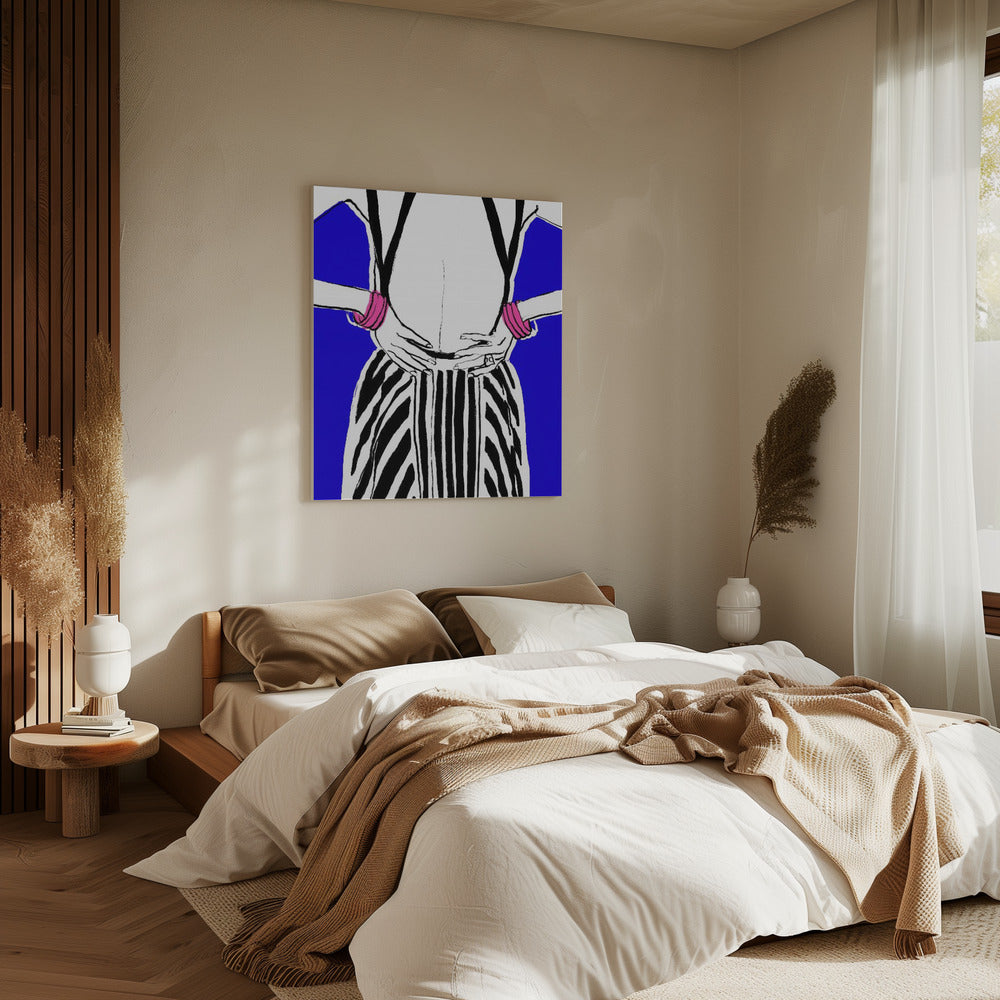 Gedurfde strepen, blauwe achtergrond | Canvas