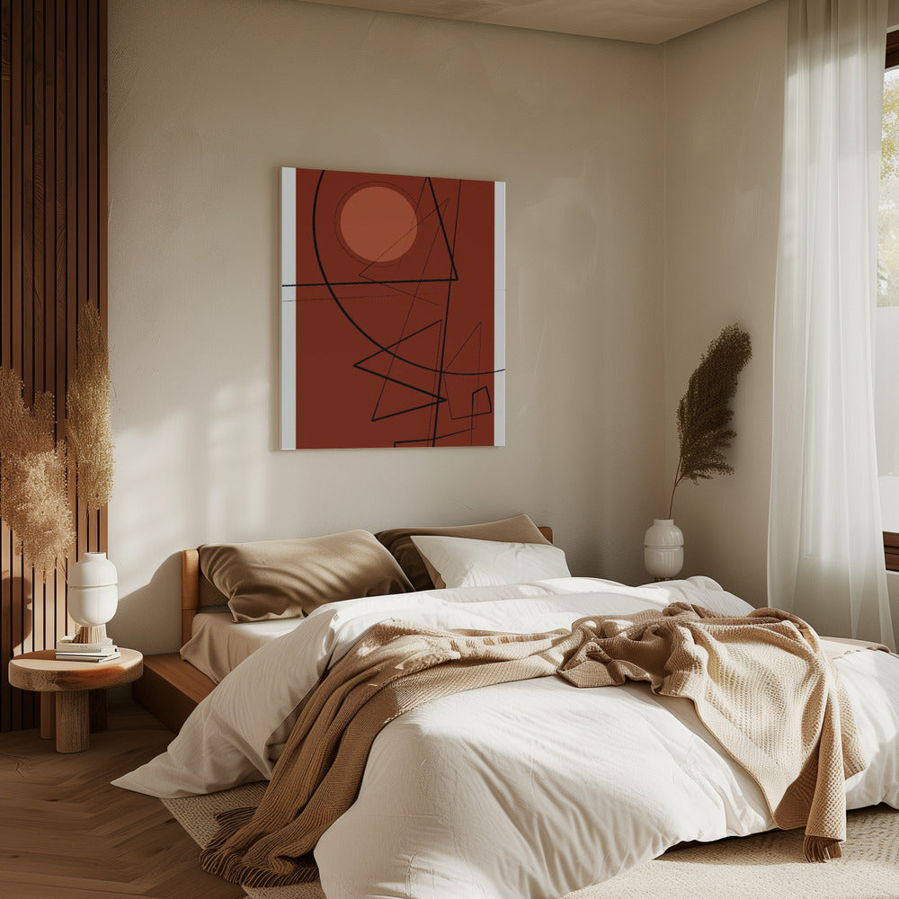 Karmozijnrode geometrie | Canvas