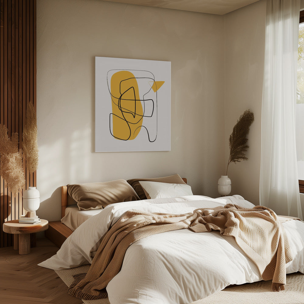 Lijn Abstract In Geel | Canvas