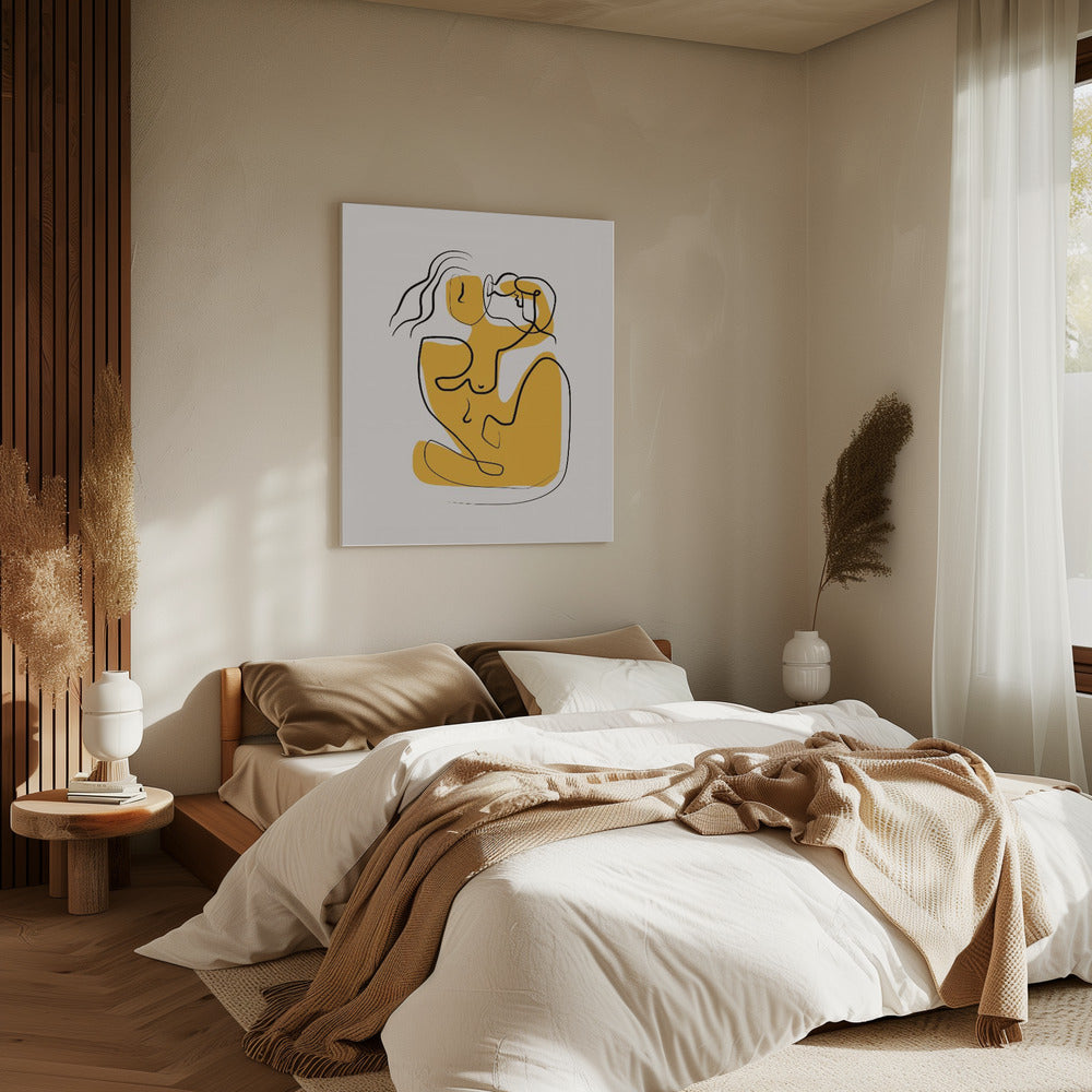 Line Art Nude Blowing Hair | Canvas