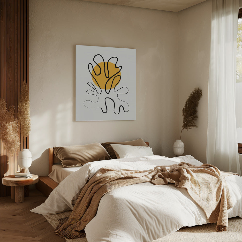 Minimalistisch koraal en zon | Canvas