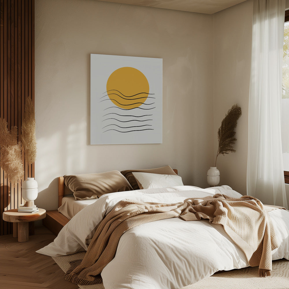 Gouden Golf Zonsondergang | Canvas