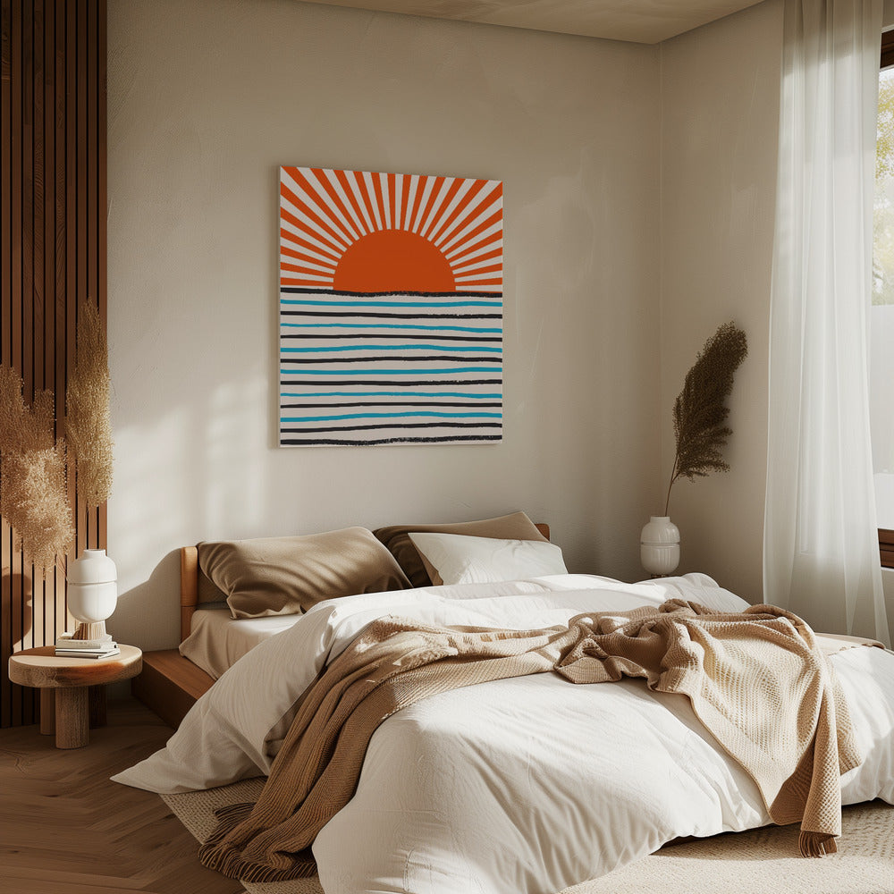 Rode Zon en Zee | Canvas