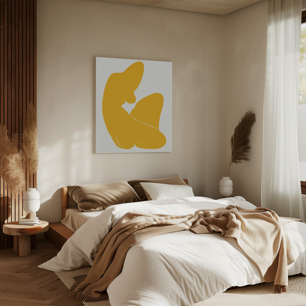 Geel silhouet van een vrouwenfiguur | Canvas