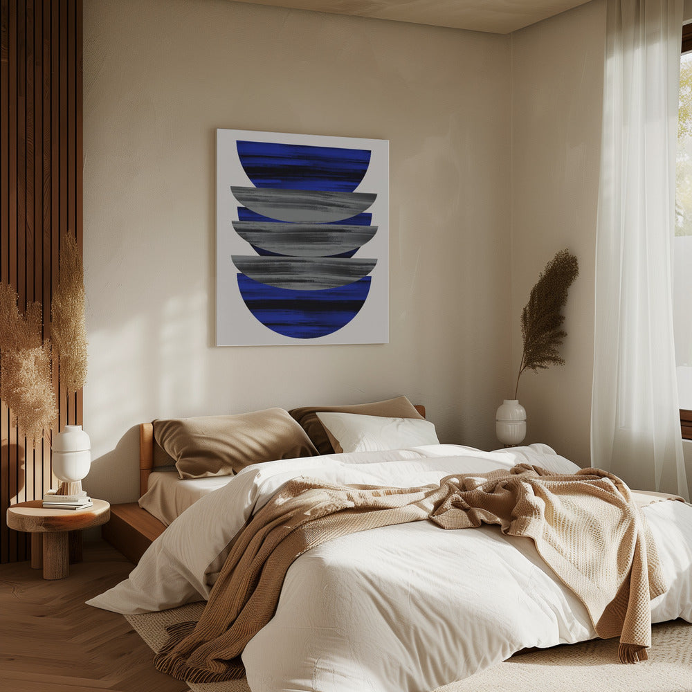 Scandinavisch in blauw en zwart | Canvas
