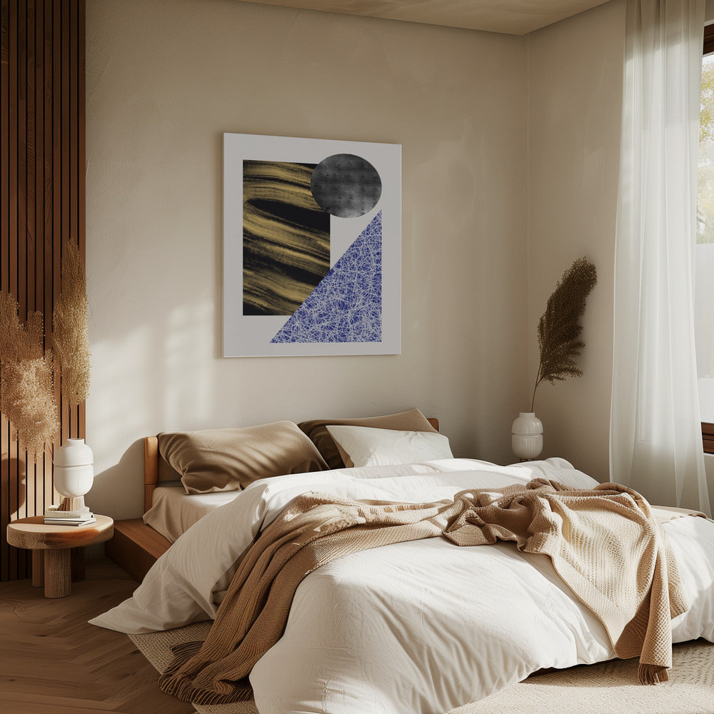 Geometrische vormen met een zwart-gouden textuur | Canvas