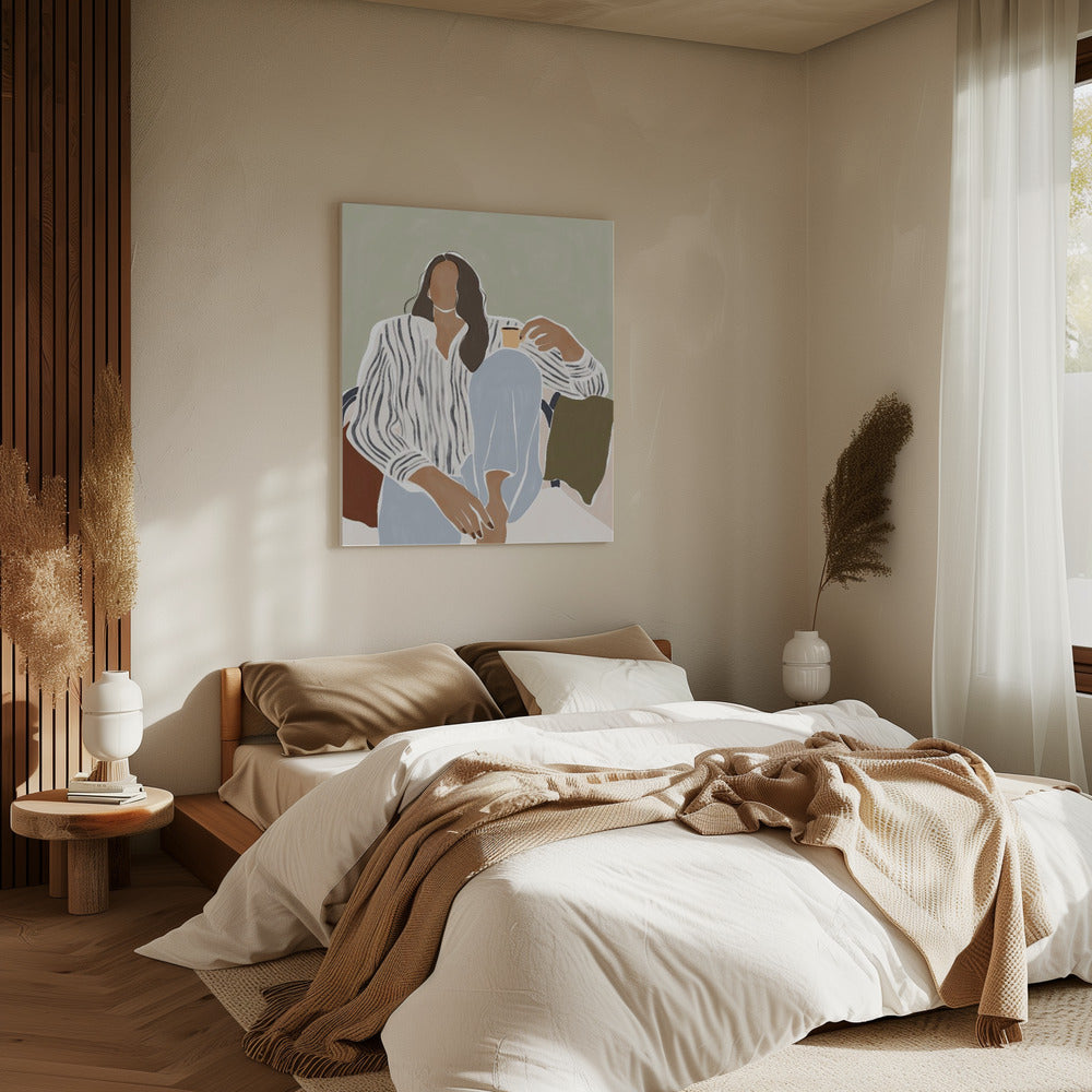 Vrouw geniet van een kopje espresso | Canvas