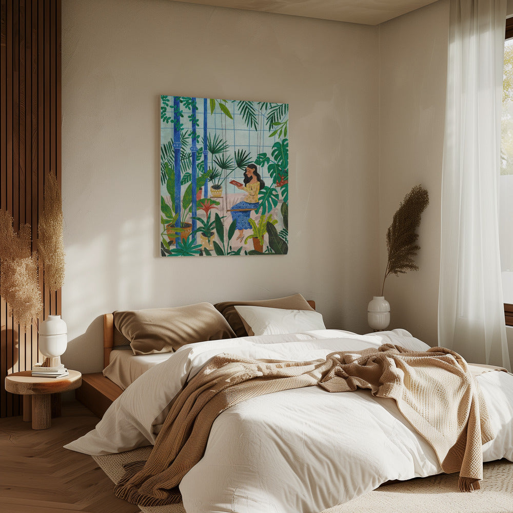 Lezen in de plantenkas | Canvas