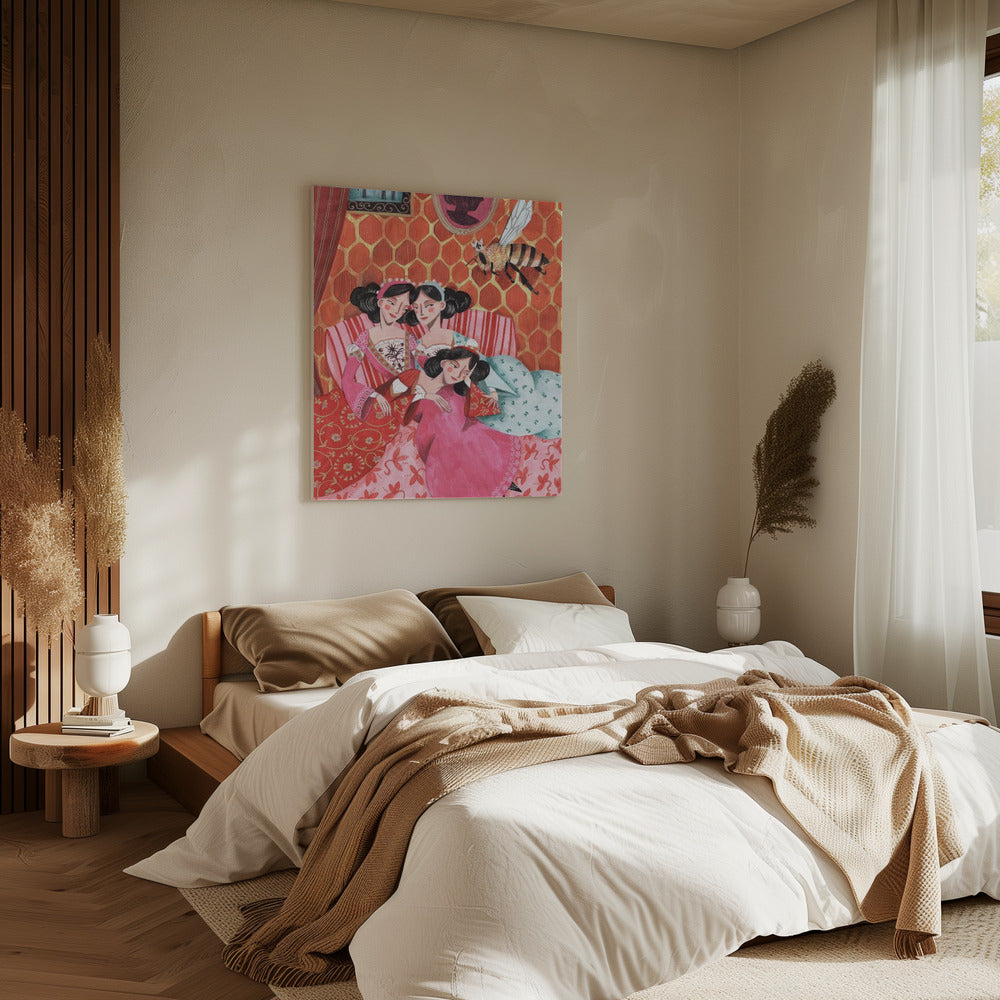 The queen bee and pink princesses | Canvas