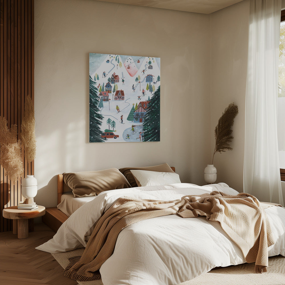 Langlaufen in de bergen met Kerstmis | Canvas