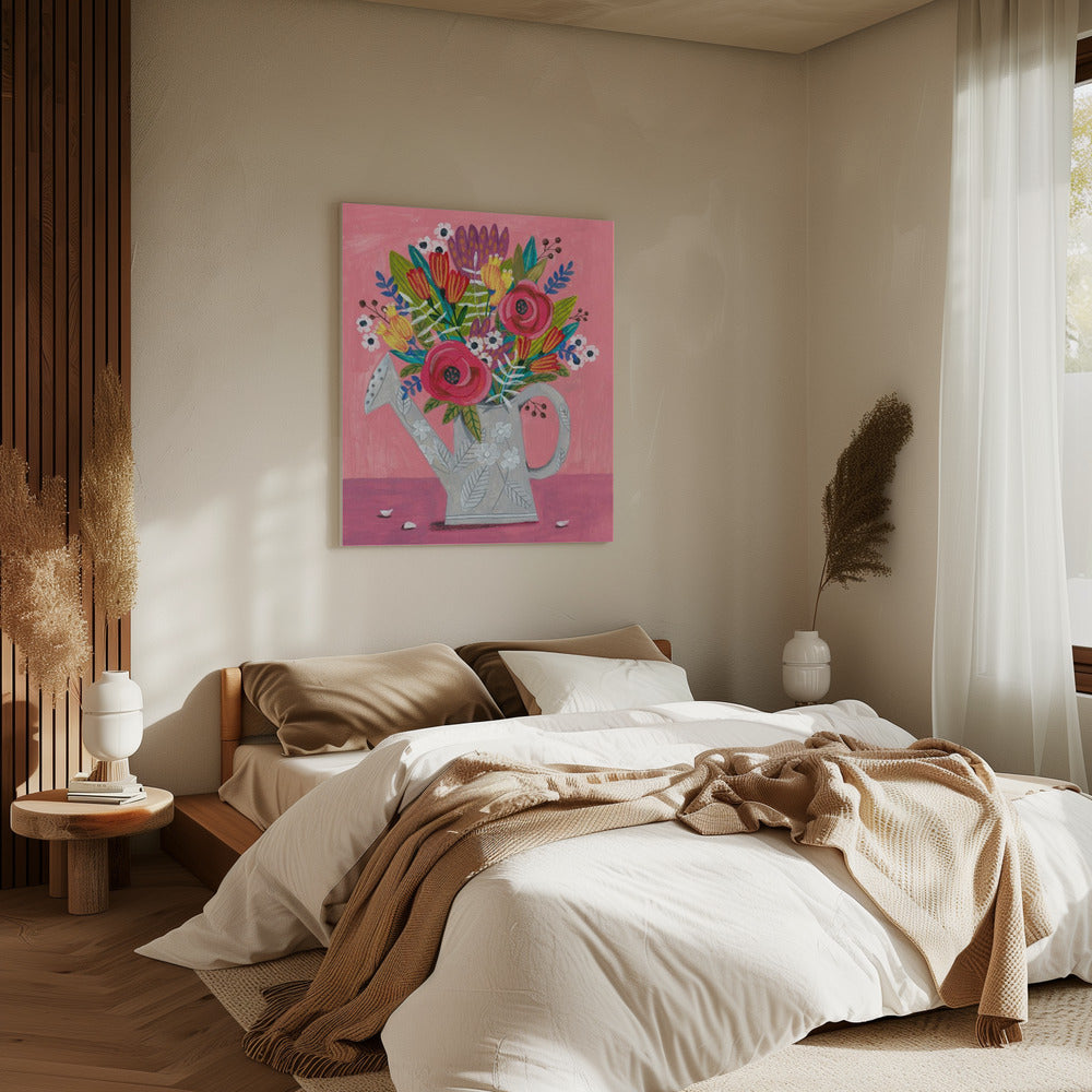 Watering Can with Flowers | Canvas