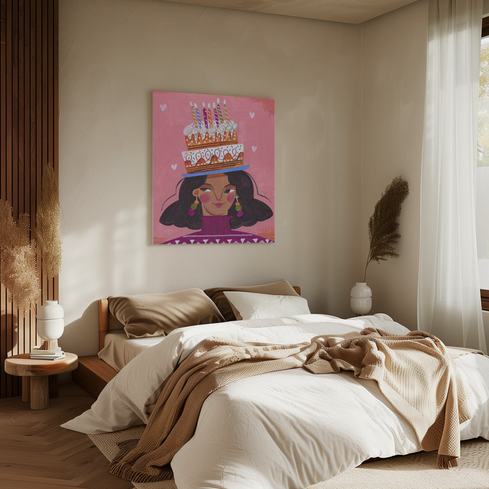 Vrouw met taart | Canvas