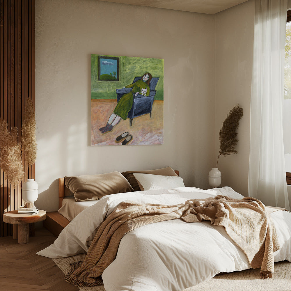 Dame met kat | Canvas