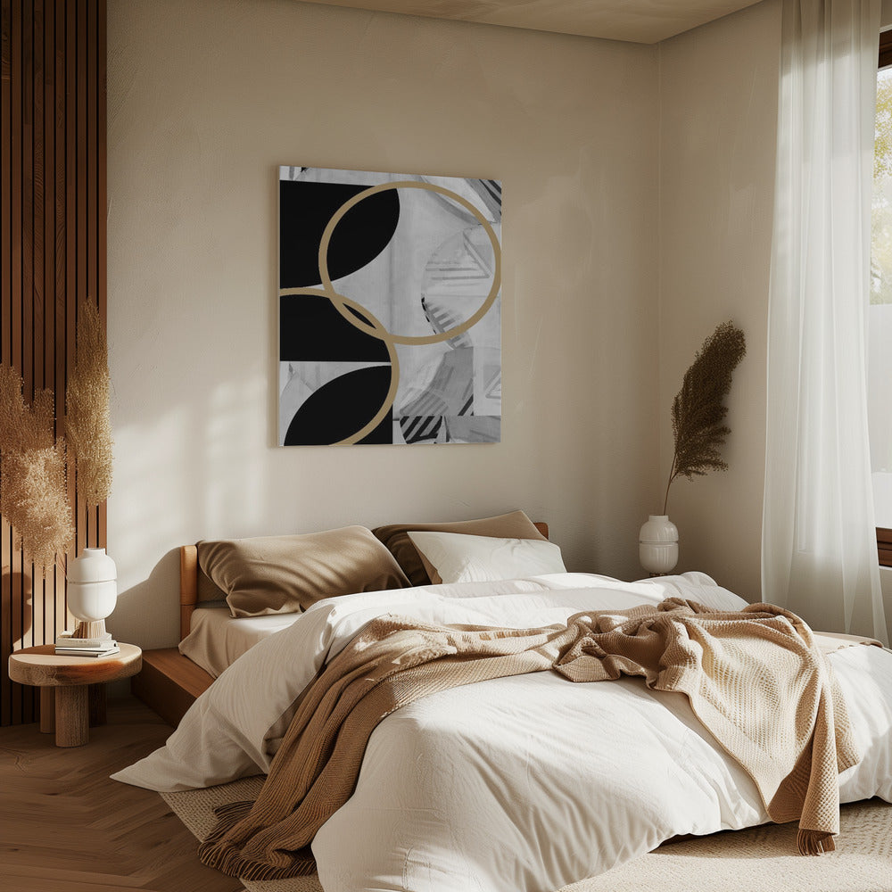 Zwart-witte strepen gouden bollen nr. 1 | Canvas