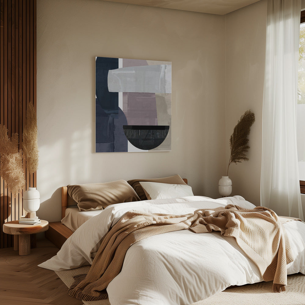 Marineblauwe vormen nr. 2 | Canvas