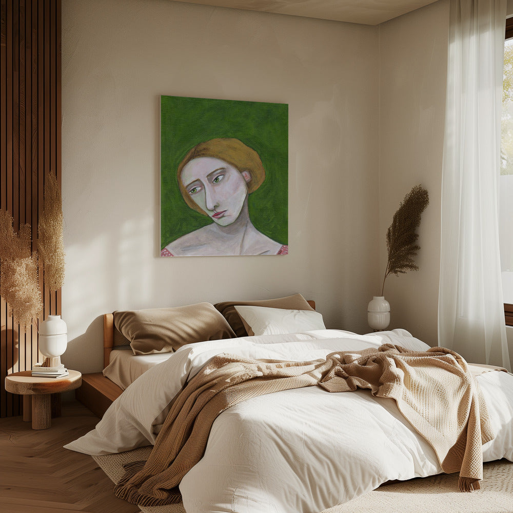 Dame kijkt naar beneden | Canvas