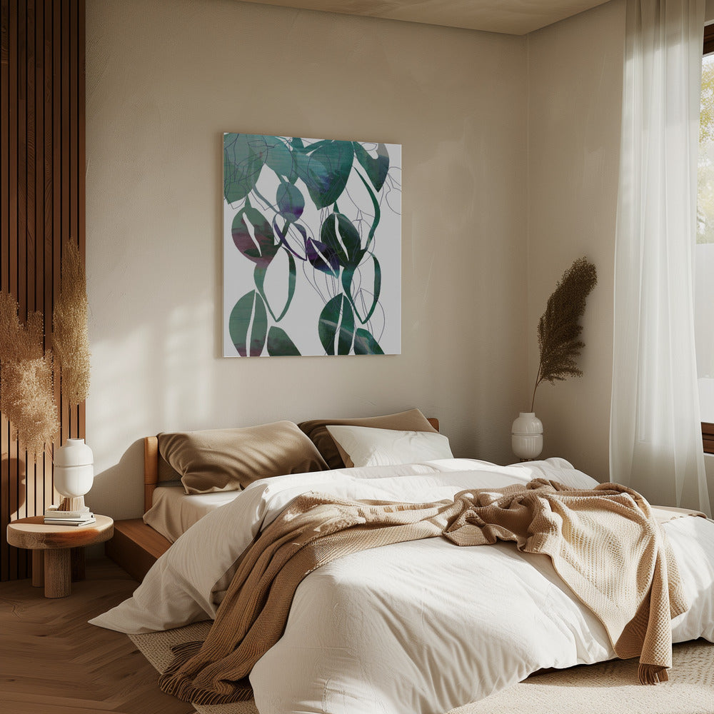 Botanische bladprintkunst in marineblauw 4 | Canvas