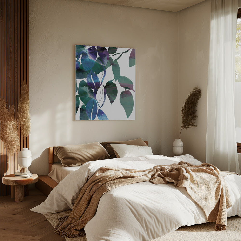Botanische bladprintkunst in marineblauw 1 | Canvas