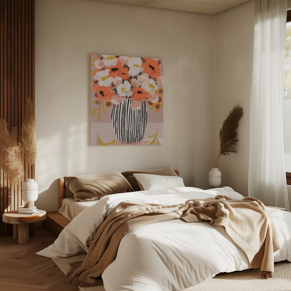 Gestreepte vaasbloemen | Canvas
