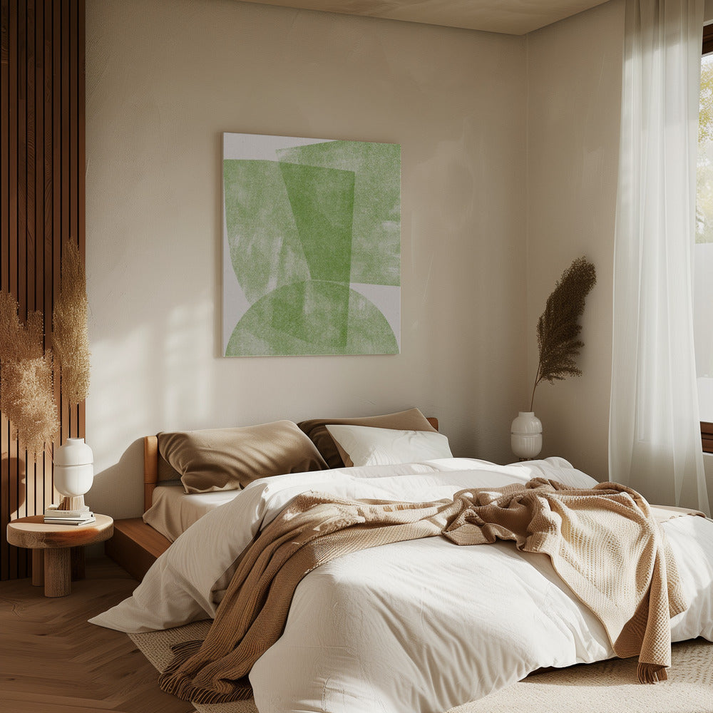 Groene geometrische stroom | Canvas