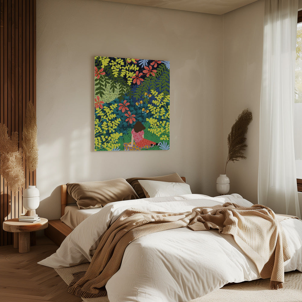 Picknicken in het bos | Canvas