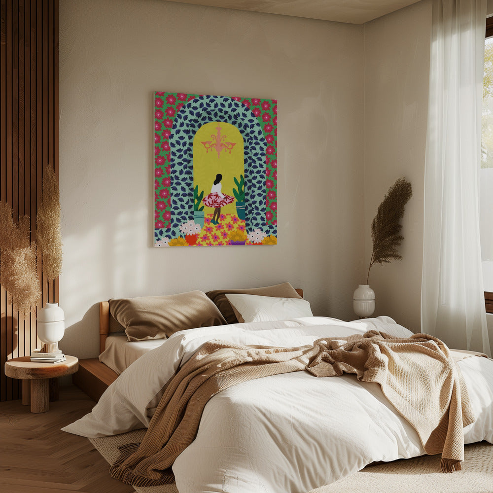 Bloemenportaalmeisje | Canvas