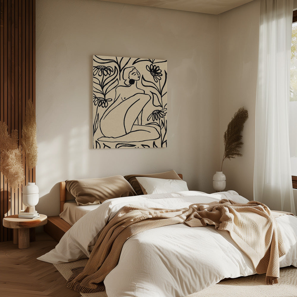 Meisje in zonnebloemveld | Canvas