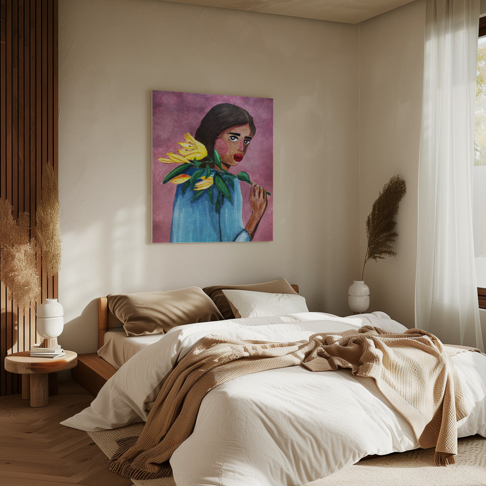 Vrouw met lelie | Canvas