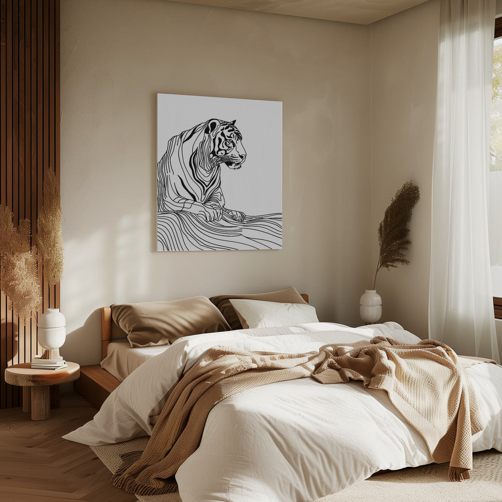 Lijnenkunst Tijger | Canvas